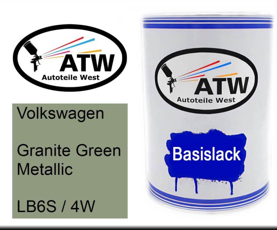 Volkswagen, Granite Green Metallic, LB6S / 4W: 500ml Lackdose, von ATW Autoteile West.